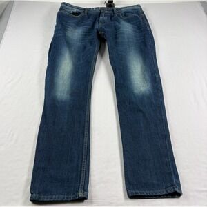 Cult Of Individuality Jeans Mens 38x34 Blue Hagen Relaxed Tapered Distress Denim